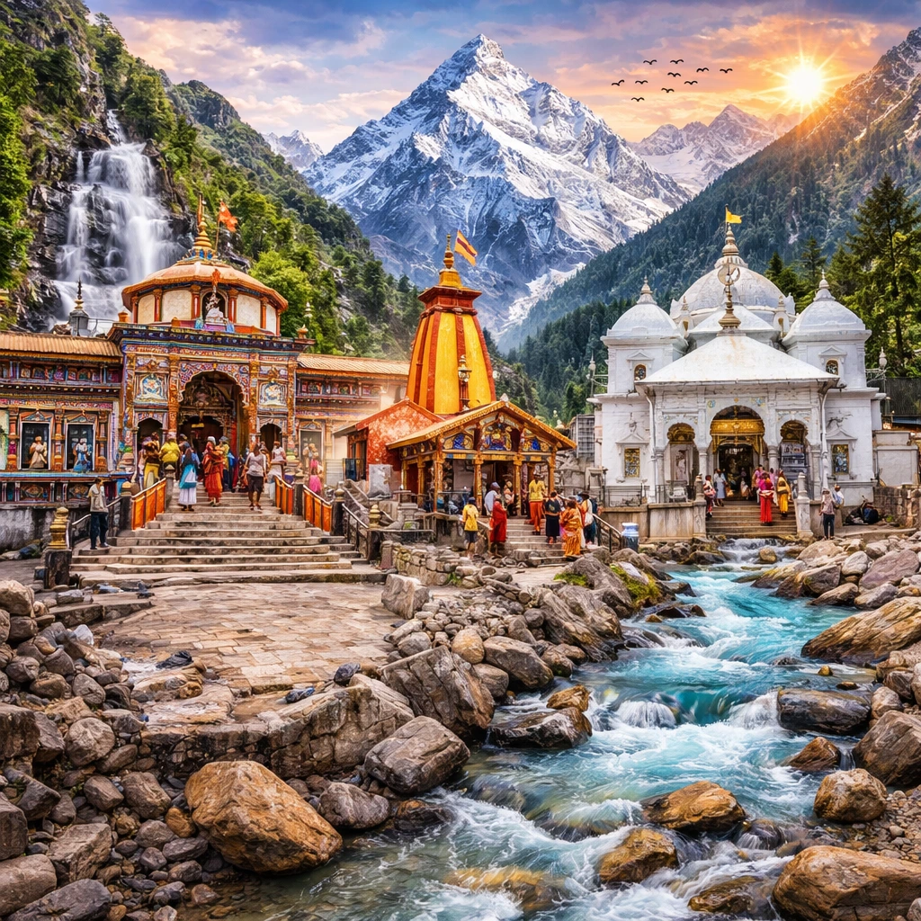 Badrinath Gangotri Yamunotri temples during Char Dham Yatra in Uttarakhand