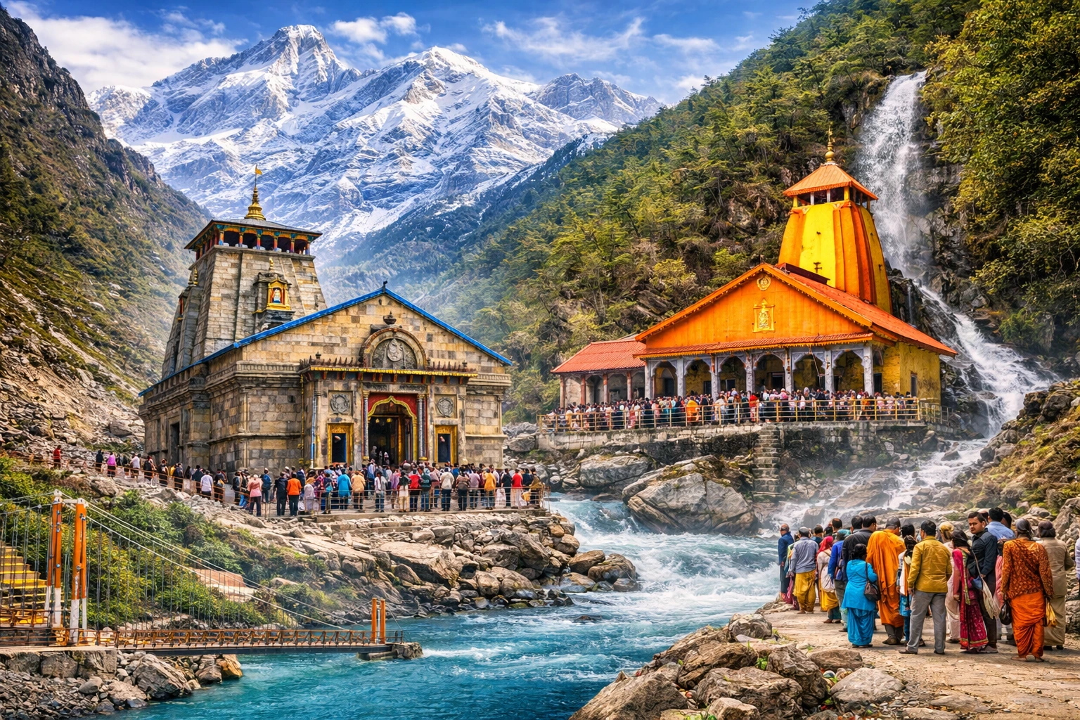 Kedarnath and Yamunotri temples during Char Dham Yatra in Uttarakhand