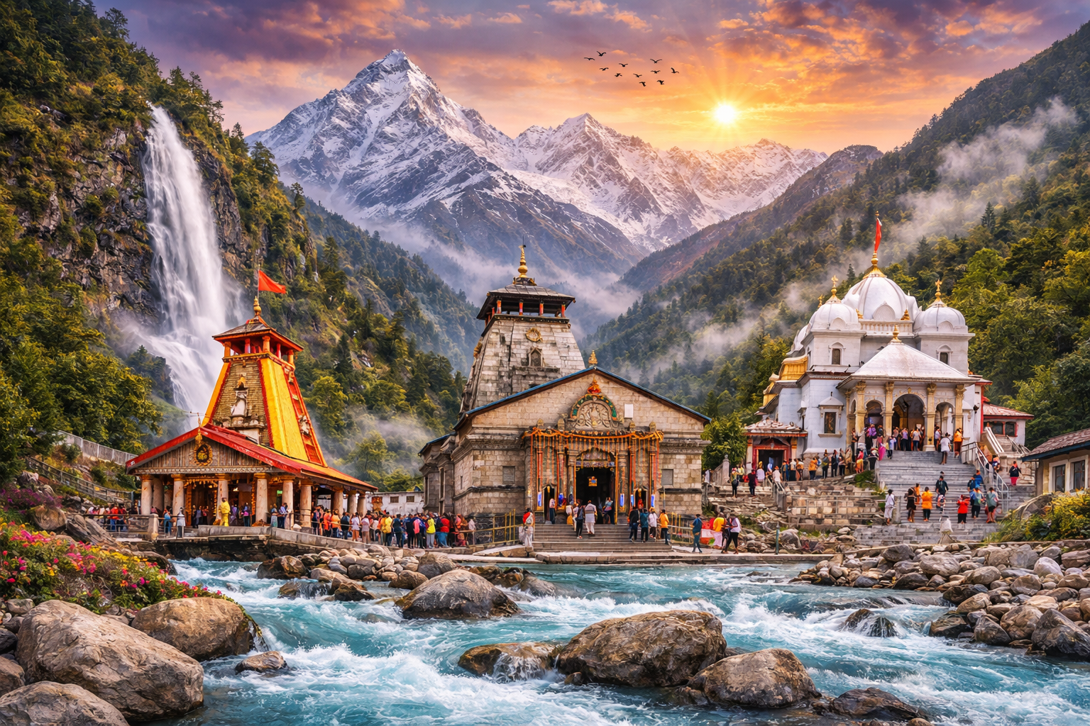 Kedarnath Gangotri Yamunotri temples during Char Dham Yatra in Uttarakhand