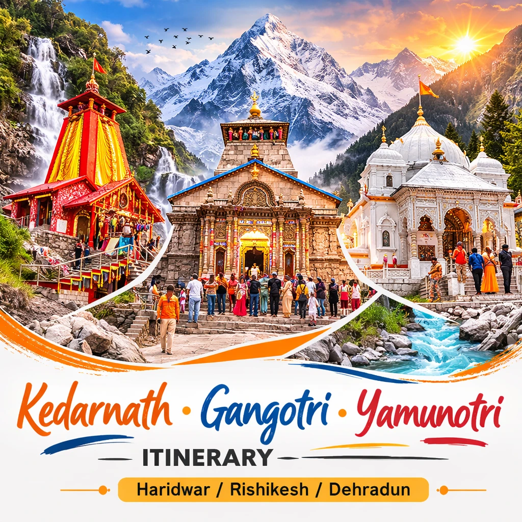 Kedarnath Gangotri Yamunotri temples during Char Dham Yatra in Uttarakhand